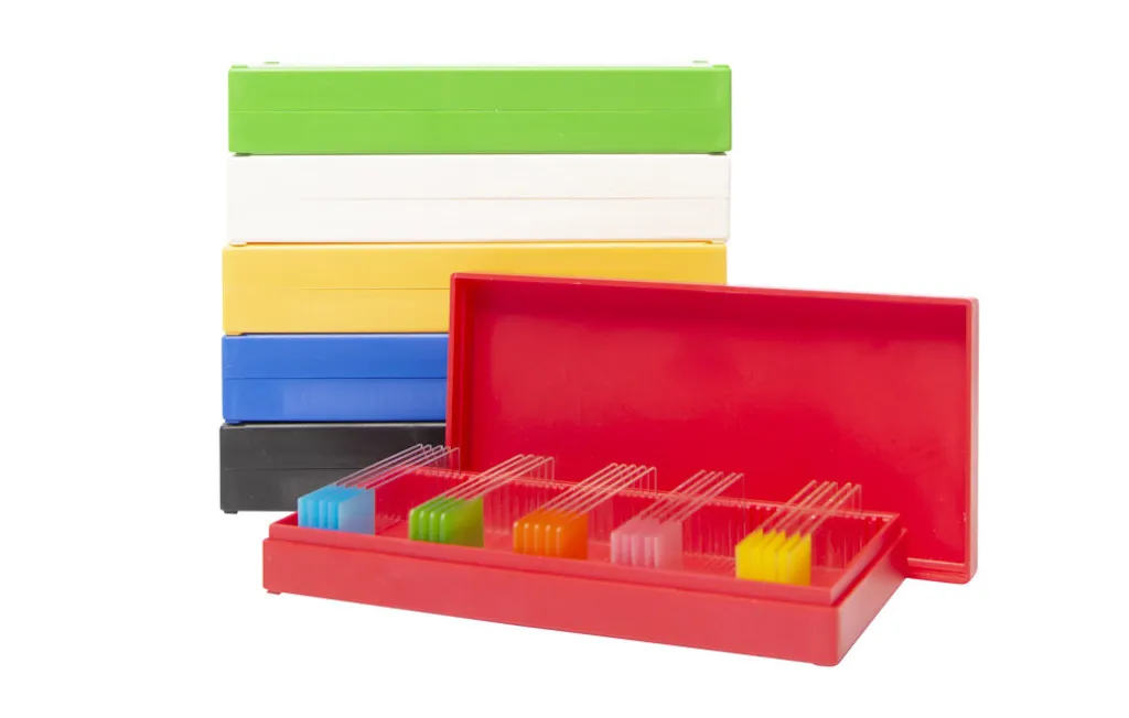 Boîte de rangement en polystyrène pour 50 lames, jaune
