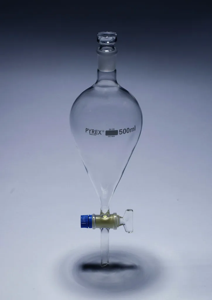 Ampoule à décanter poire en Pyrex avec bouchon et clé, 250 mL