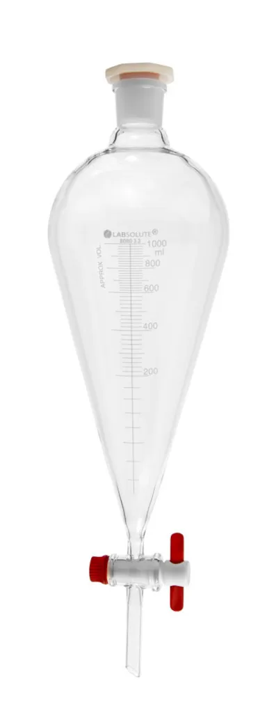 Ampoule Squibb LABSOLUTE graduée, robinet PTFE, rodage CN 29/32, 1 L