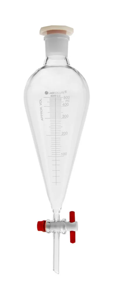 Ampoule Squibb LABSOLUTE graduée, robinet PTFE, rodage CN 29/32, 500 mL