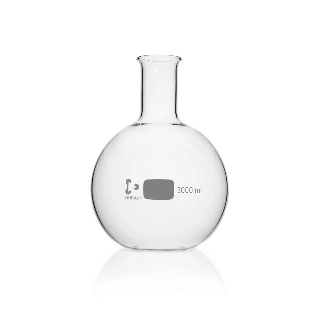 Ballon à fond plat, col étroit, verre DURAN, 4 L