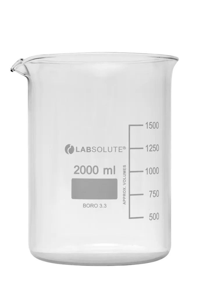 Bécher forme basse en verre borosilicaté gradué, 2 L — lot de 4
