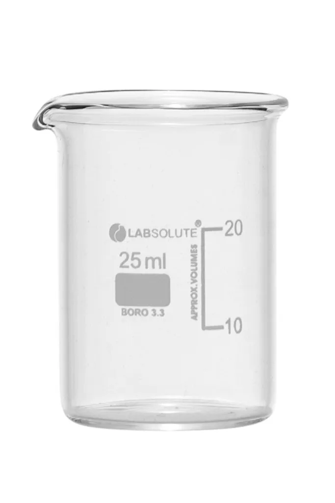 Bécher forme basse en verre borosilicaté gradué, 25 mL — lot de 10