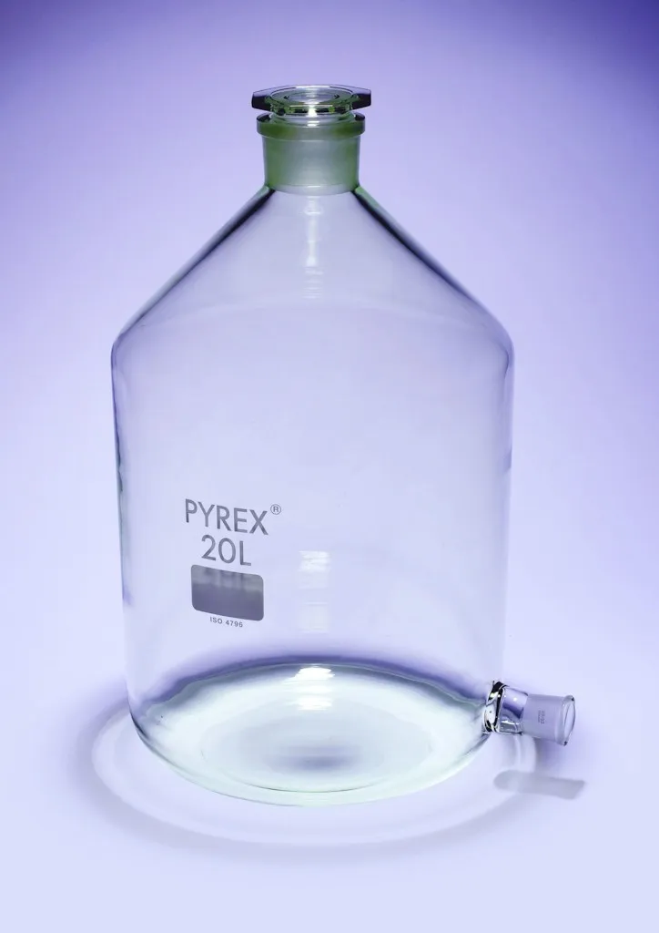 Bonbonne en verre Pyrex, 20 L, rodage 60/46, avec bouchon