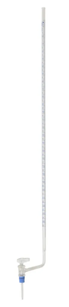Burette en verre, classe AS, robinet latéral à clé en verre, 25 mL en 0,05 mL