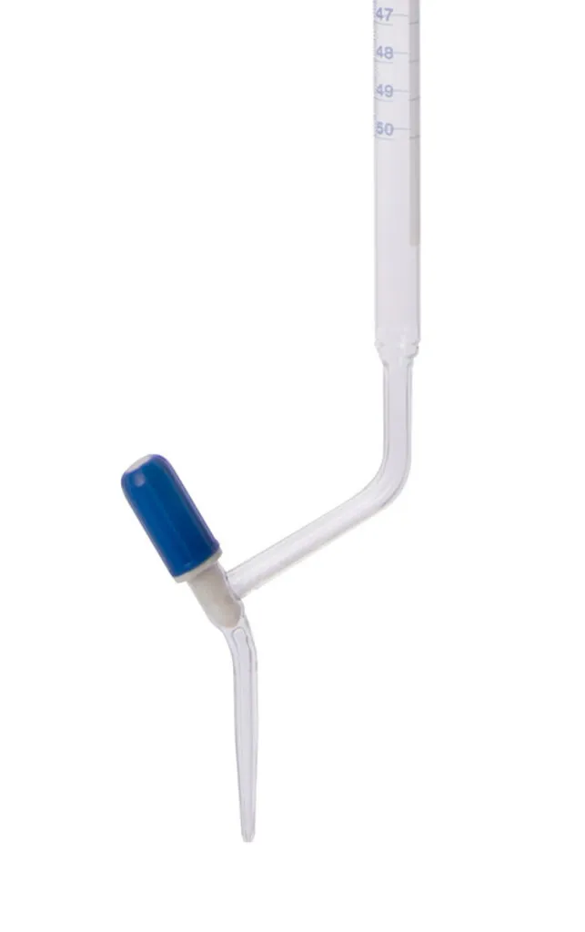 Burette en verre, classe AS, robinet latéral à clé en verre, 50 mL en 0,1 mL
