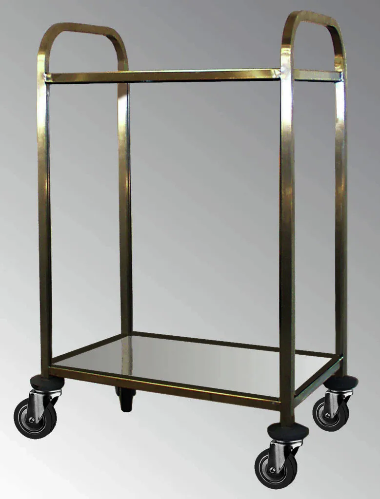 Chariot inox 600 x 400 mm, 2 plateaux et roulettes