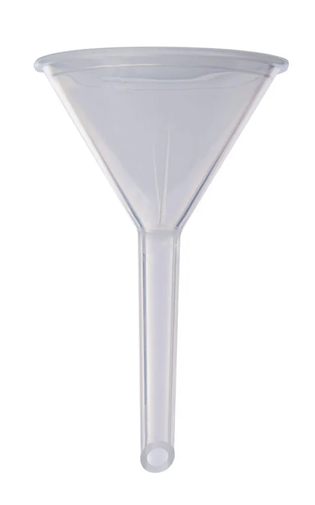 Entonnoir à tige courte en polypropylène transparent, Ø 35 mm — lot de 12