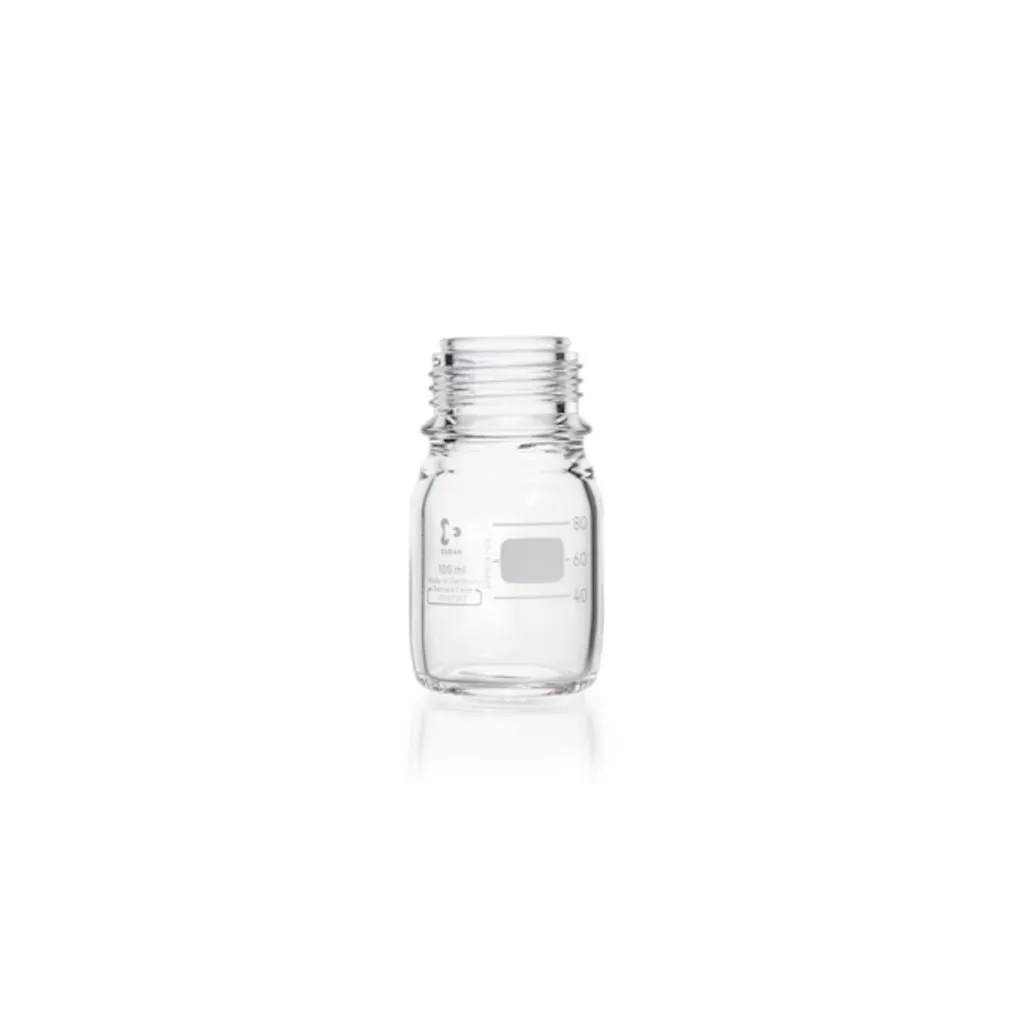 Flacon de laboratoire en verre Duran clair, GL45, sans bouchon, 100 mL