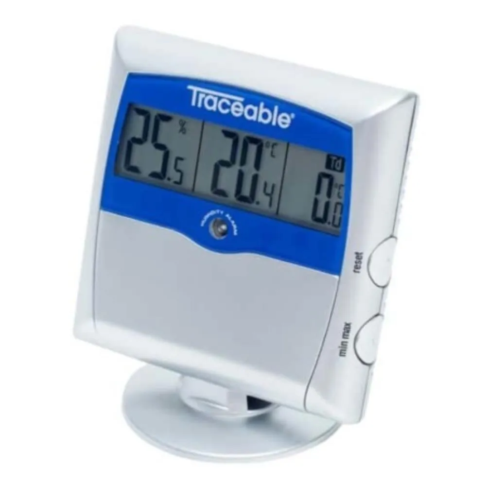 Thermo-hygromètre numérique Traceable avec point de rosée, alarme et certificat d'étalonnage