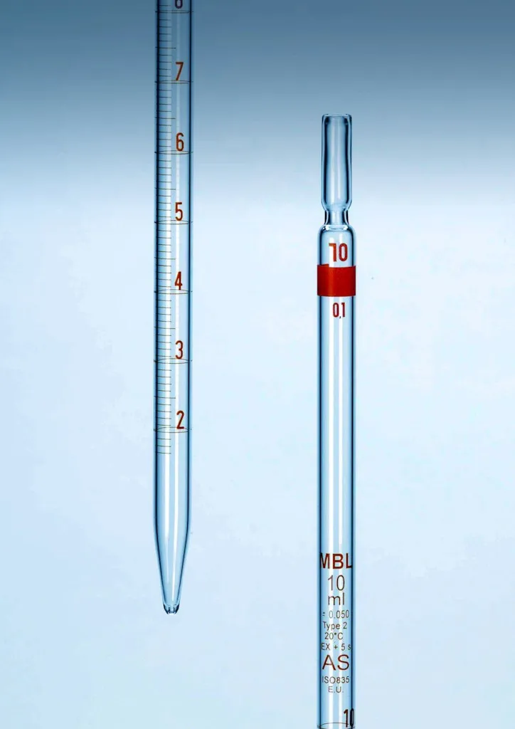 Pipette graduée MBL en verre, type 2, classe AS, 2 mL — lot de 2