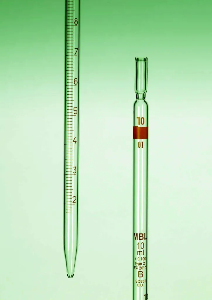 Pipette graduée MBL en verre, type 2, classe B, 25 mL — lot de 5