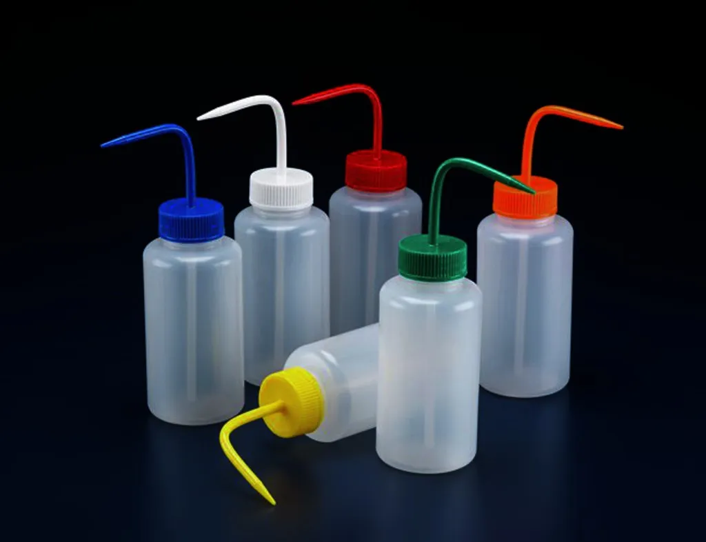 Pissette anti-goutte col large LDPE, bouchon bleu, 500 mL — lot de 5