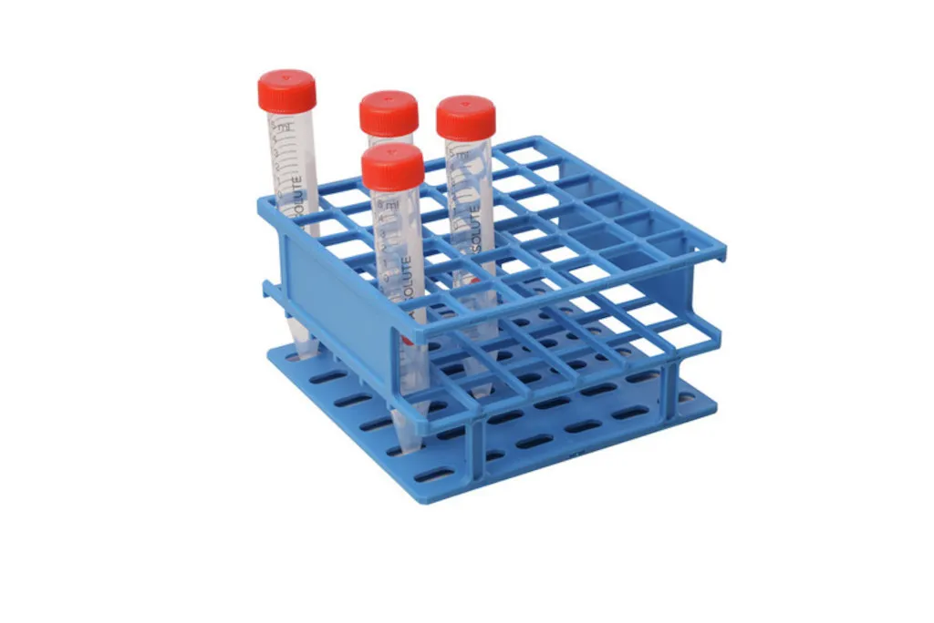 Portoir 6x12 pour tubes de 15 mL, nylon bleu, 248 x 127 x 70 mm