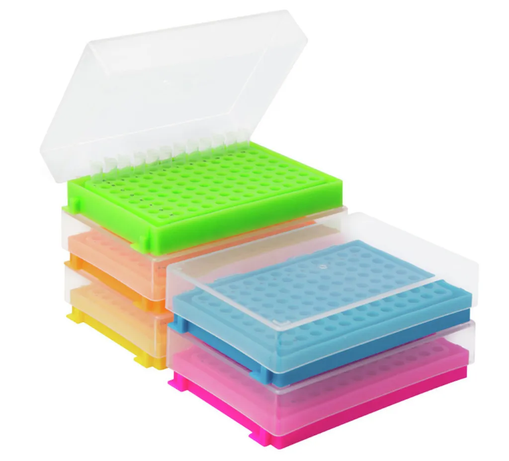 Portoir pour 96 microtubes de 0,2 mL, PP coloré — lot de 5