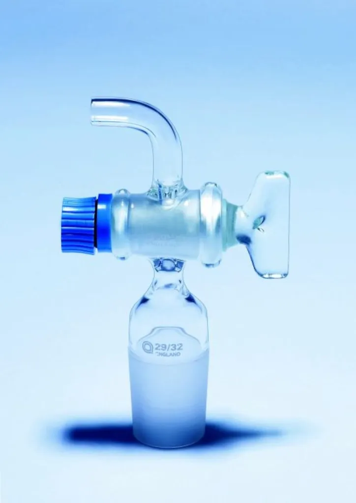 Robinet coudé en verre, clé en verre, CN 29/32, voie 4,0 mm