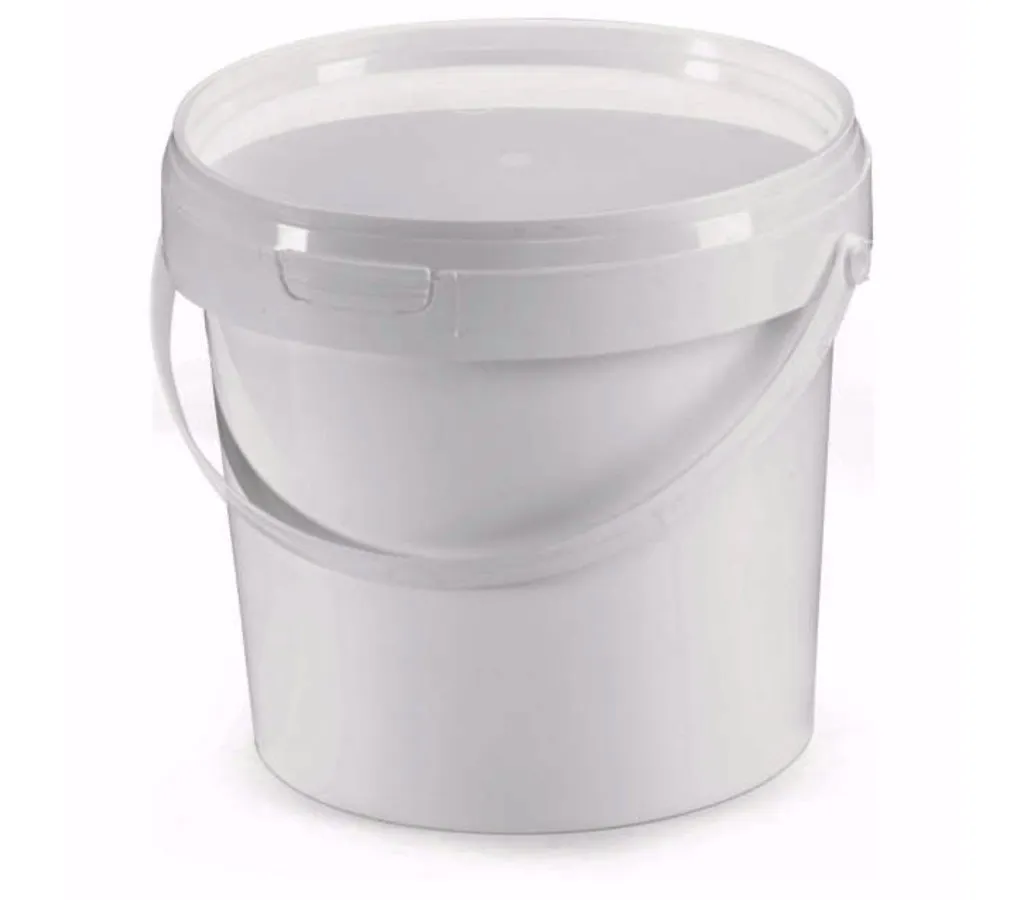 Seau rond en plastique blanc avec couvercle, 10 L
