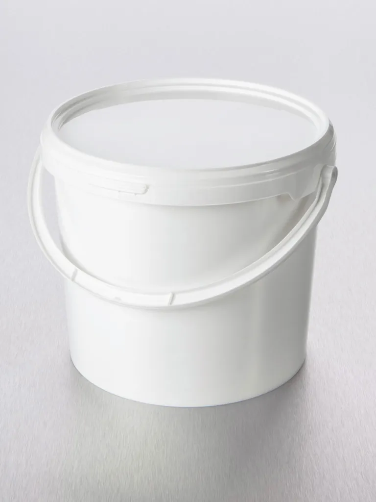 Seau en polypropylène blanc opaque avec couvercle séparé — carton de 45