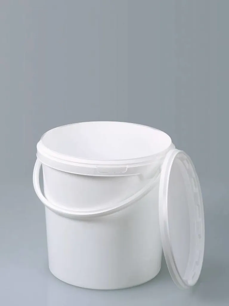 Seau d'emballage en polypropylène blanc opaque avec couvercle, 3 L