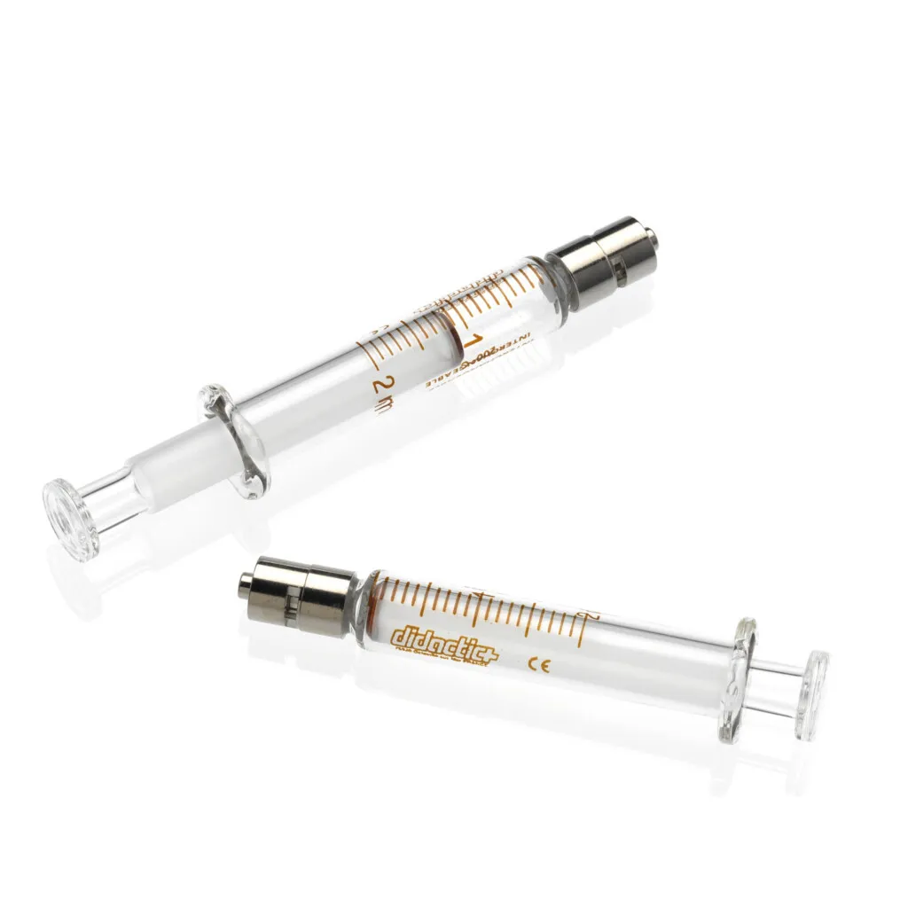 Seringue en verre 2 pièces, 2 mL, embout Luer Lock centré non stérile