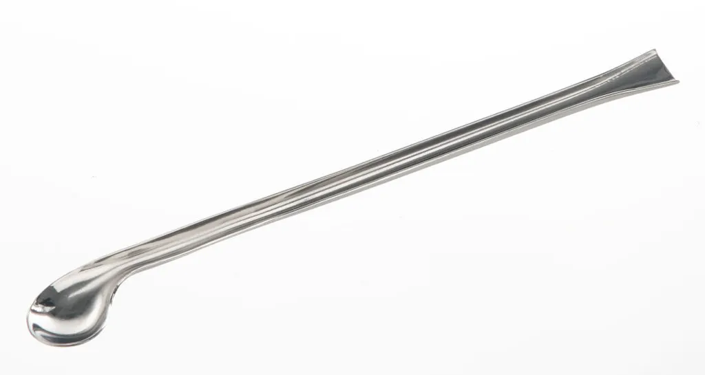 Cuillère-spatule cannelée en inox, longueur 190 mm, Ø 8 mm