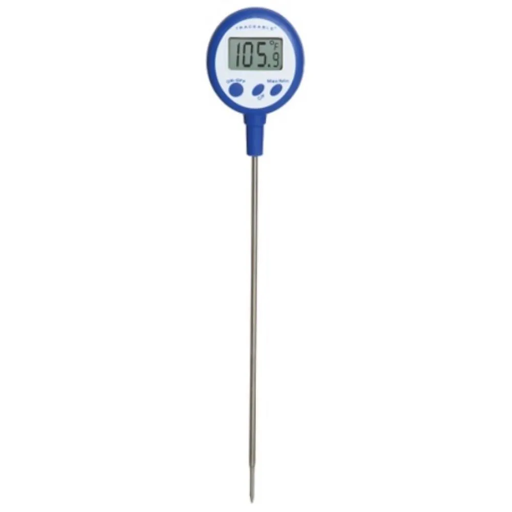 Thermomètre numérique Traceable — sonde intégrée 20 cm, certificat d'étalonnage