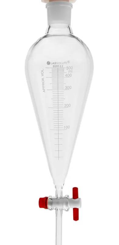 Ampoule Squibb LABSOLUTE graduée, robinet PTFE, rodage CN 29/32, 500 mL