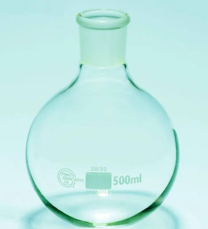 Ballon à fond rond, col court rodé CN 34/35, 1 L — lot de 2