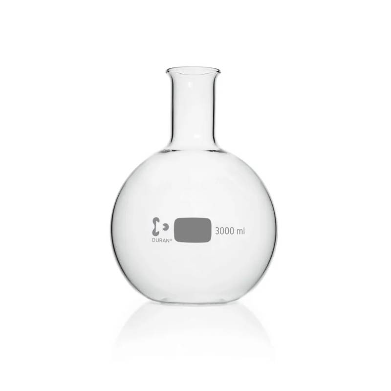 Ballon à fond plat, col étroit, verre DURAN, 4 L