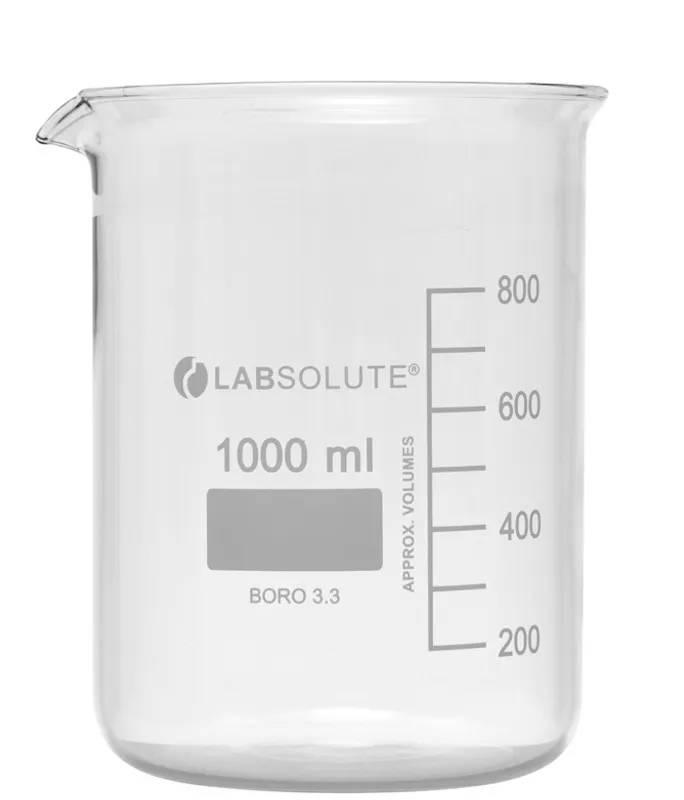 Bécher forme basse en verre borosilicaté gradué, 1 L — lot de 10