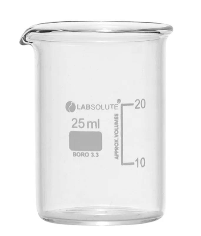 Bécher forme basse en verre borosilicaté gradué, 25 mL — lot de 10
