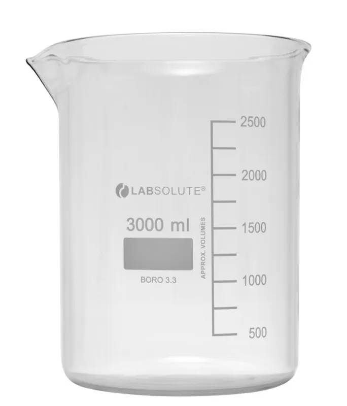 Bécher forme basse en verre borosilicaté gradué, 3 L — lot de 4