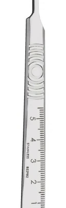 Manche de bistouri n°3 court, en inox — 12 cm