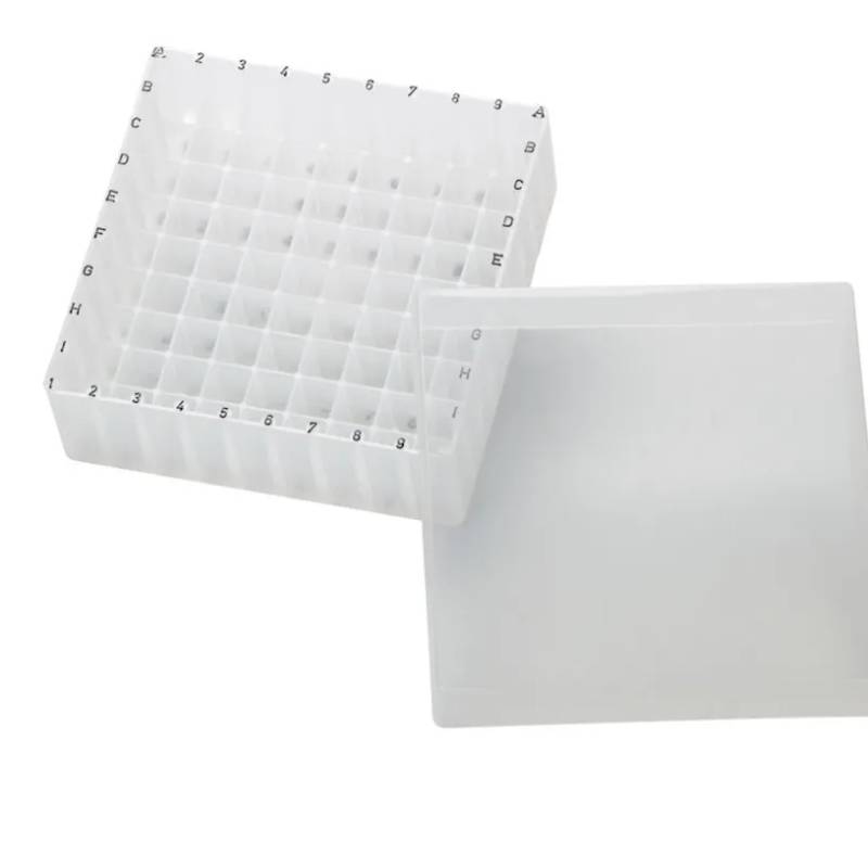 Boîte de rangement en PP transparente pour 81 microtubes 1,5-2 mL