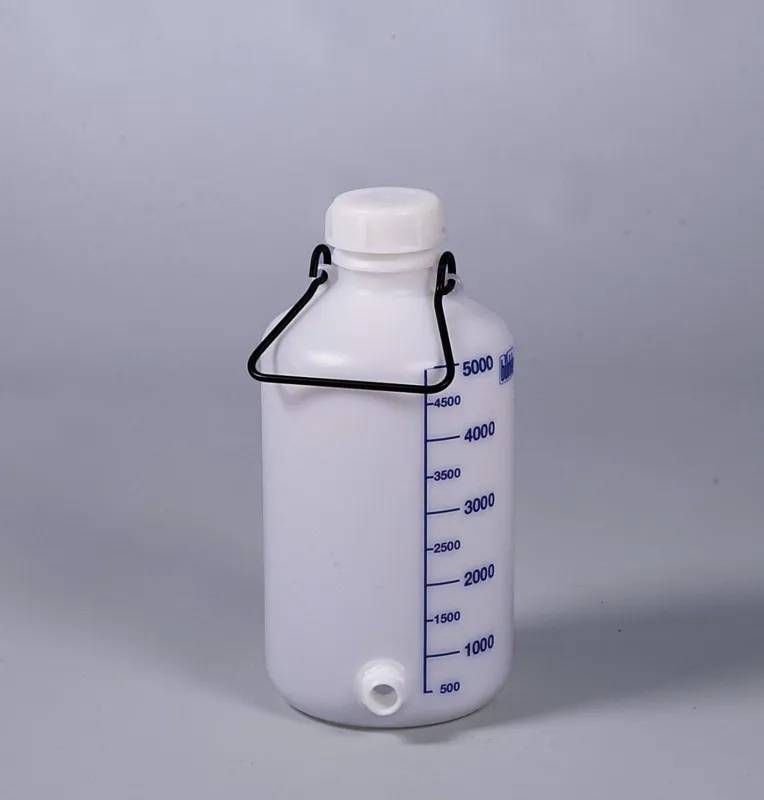 Jerrican rond en HDPE, 5 L, avec tubulure filetée et poignée