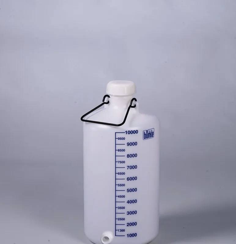 Jerrican rond en HDPE, 10 L, avec tubulure filetée et poignée