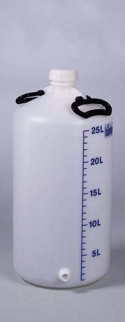 Jerrican rond en HDPE, 25 L, avec tubulure filetée et poignée