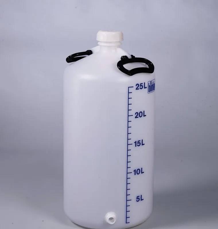 Jerrican rond en HDPE, 25 L, avec tubulure filetée et poignée