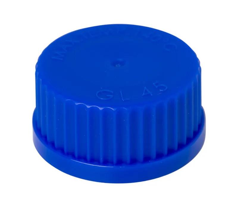 Bouchon à vis GL 45 en polypropylène bleu, avec joint à lèvre intégré