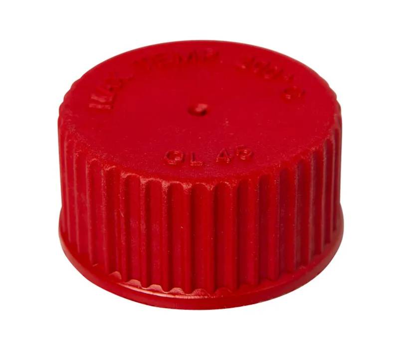 Bouchon à vis GL 45 en PBT rouge, avec joint silicone/PTFE