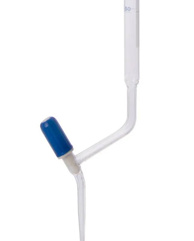 Burette en verre, classe AS, robinet latéral à clé en verre, 50 mL en 0,1 mL