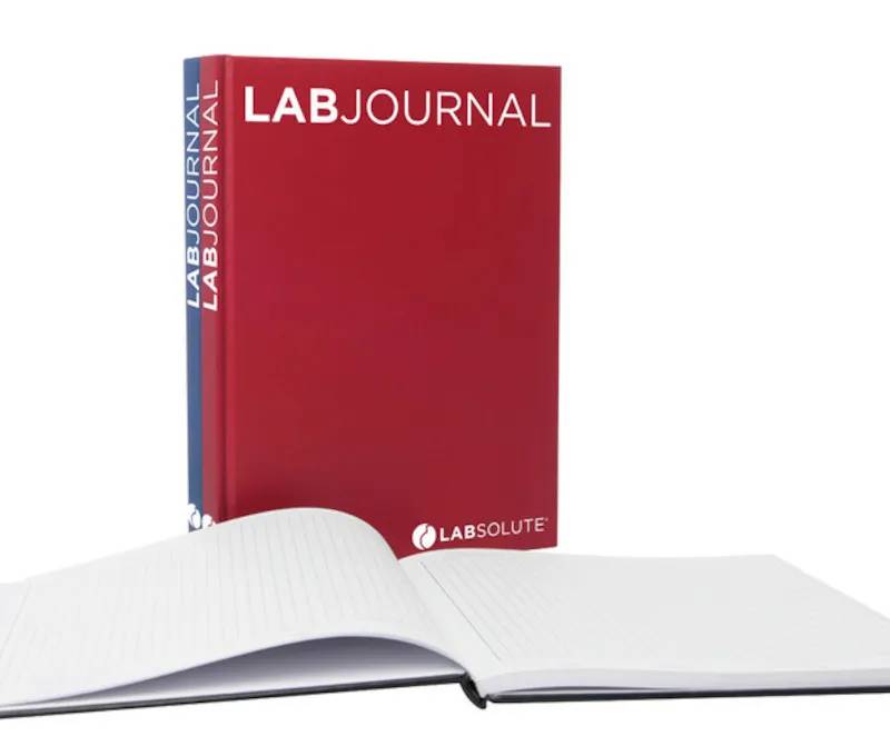 Cahier de laboratoire à lignes, couverture rouge, 200 pages