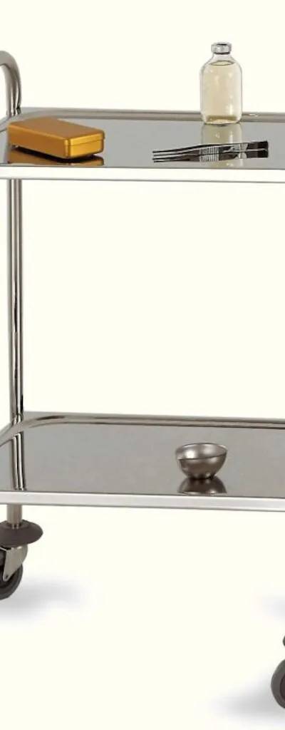 Chariot inox 600 x 400 mm, 2 plateaux, hauteur totale 800 mm