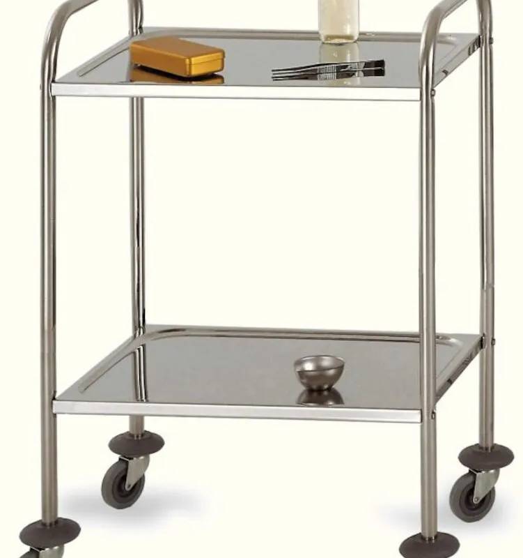 Chariot inox 600 x 400 mm, 2 plateaux, hauteur totale 800 mm