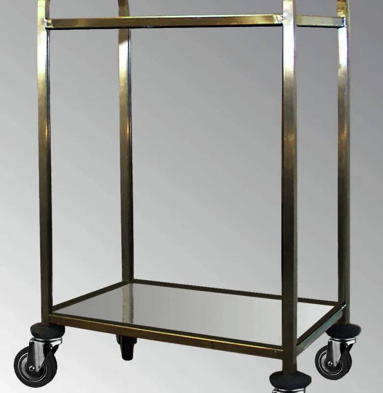 Chariot inox 600 x 400 mm, 2 plateaux et roulettes