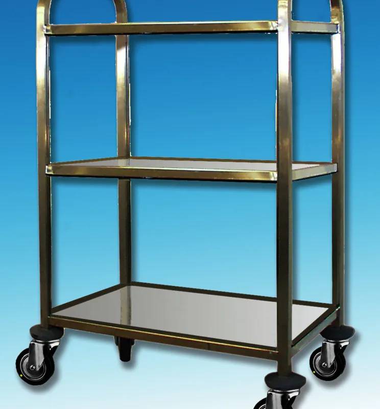 Chariot inox 690 x 445 mm, 3 plateaux, H. 845 mm, avec roulettes