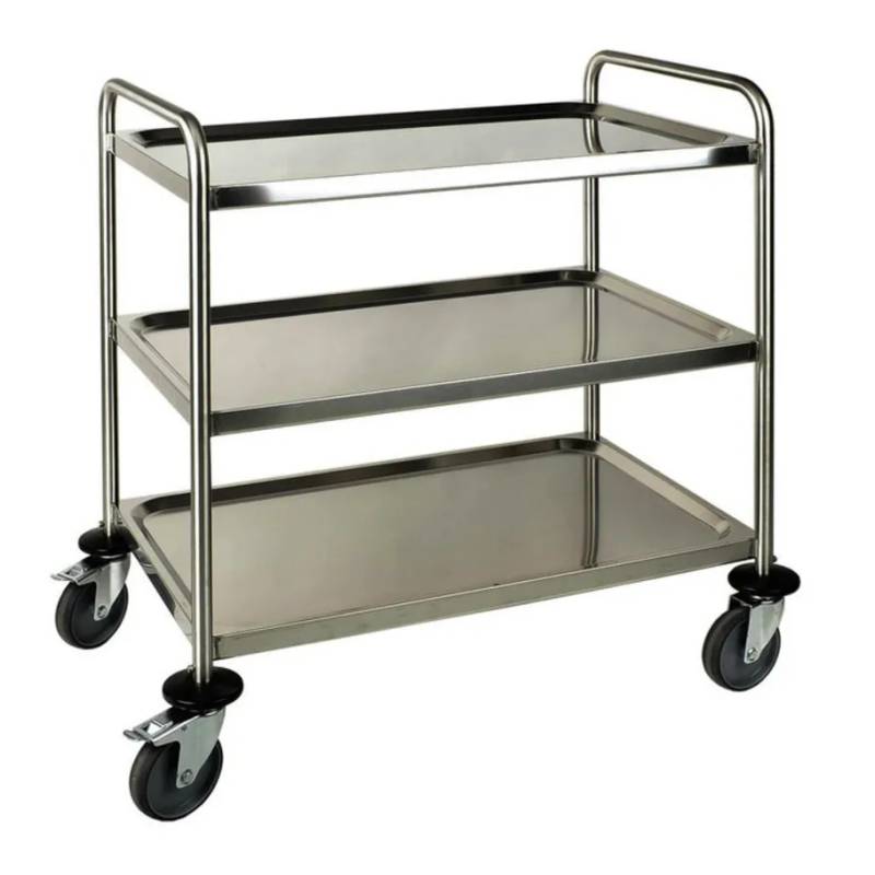 Chariot de laboratoire inox, 3 plateaux, 900 x 600 x 940 mm