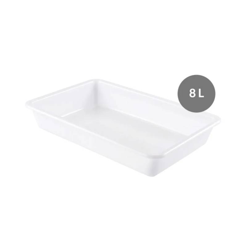 Bac en PEHD blanc forme basse, 8 L
