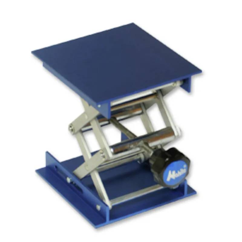 Élévateur en aluminium anodisé, plateau 100 x 100 mm