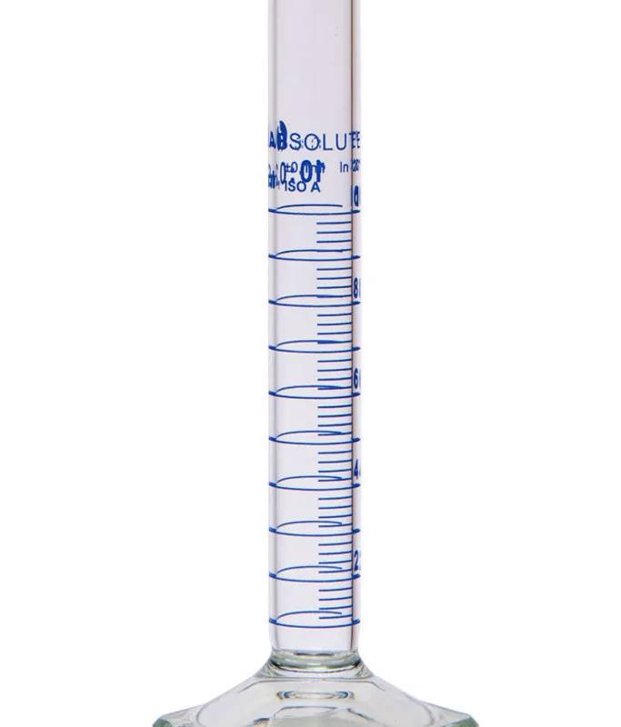Éprouvette graduée forme haute, classe A, verre borosilicaté, graduations bleues, 10 mL